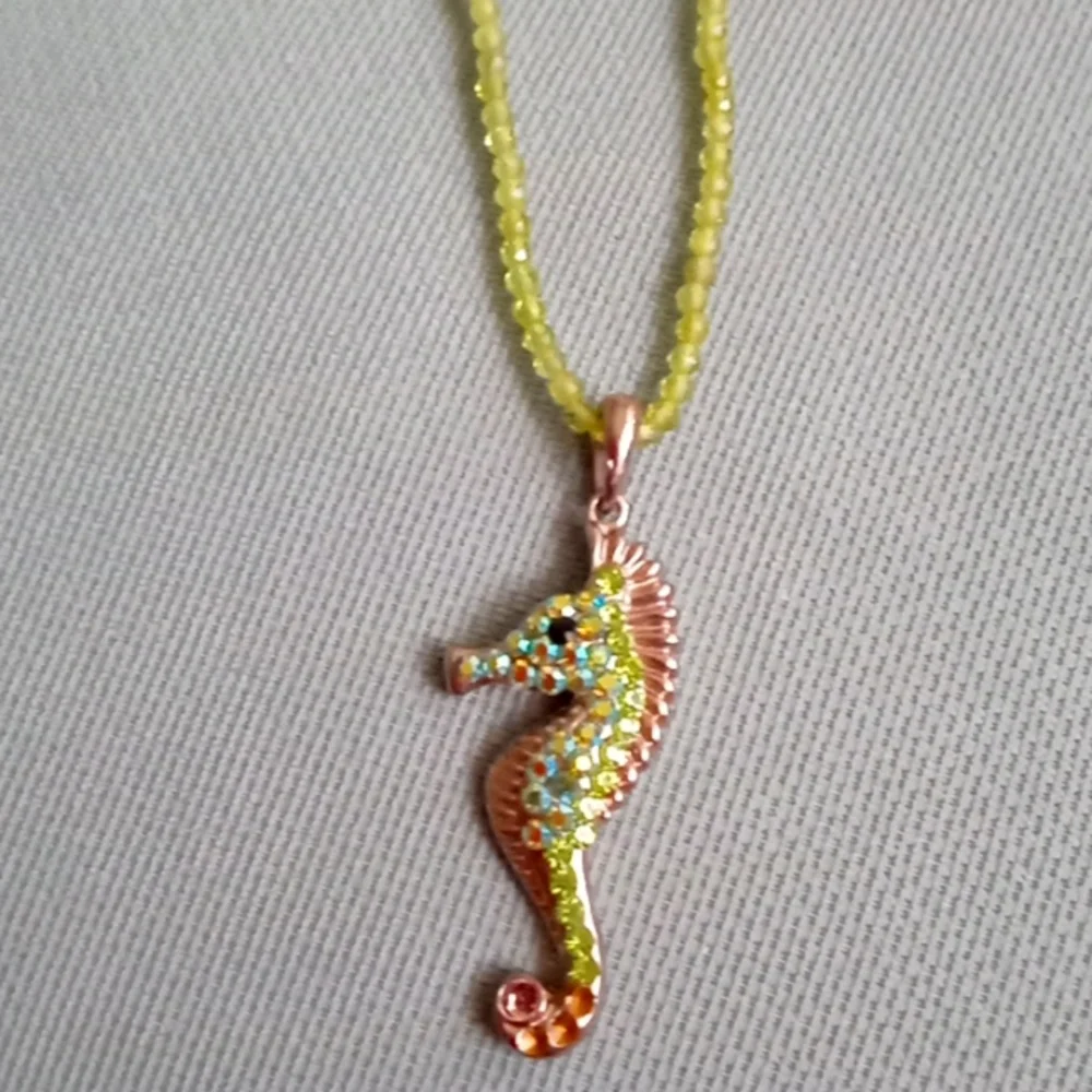**SOLD DO NOT BUY** KIRKS FOLLY GREEN SEAHORSE NECKLACE - Picture 10 of 11